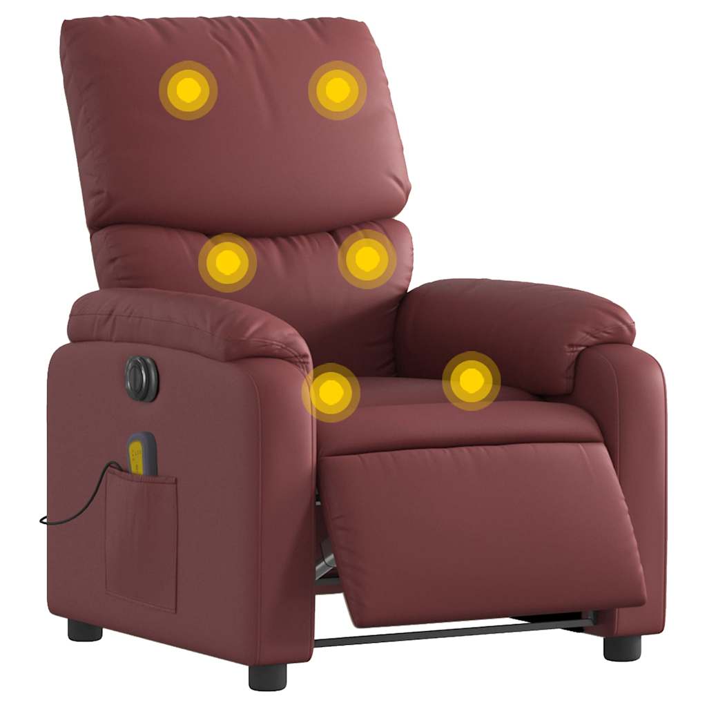 Fauteuil de massage inclinable électrique rouge bordeaux - XIOS