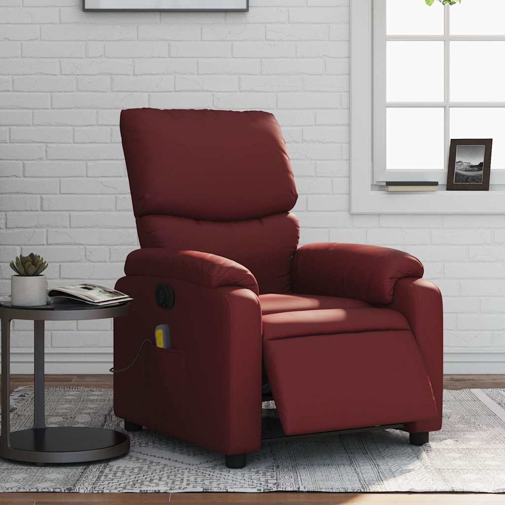Fauteuil de massage inclinable électrique rouge bordeaux - XIOS