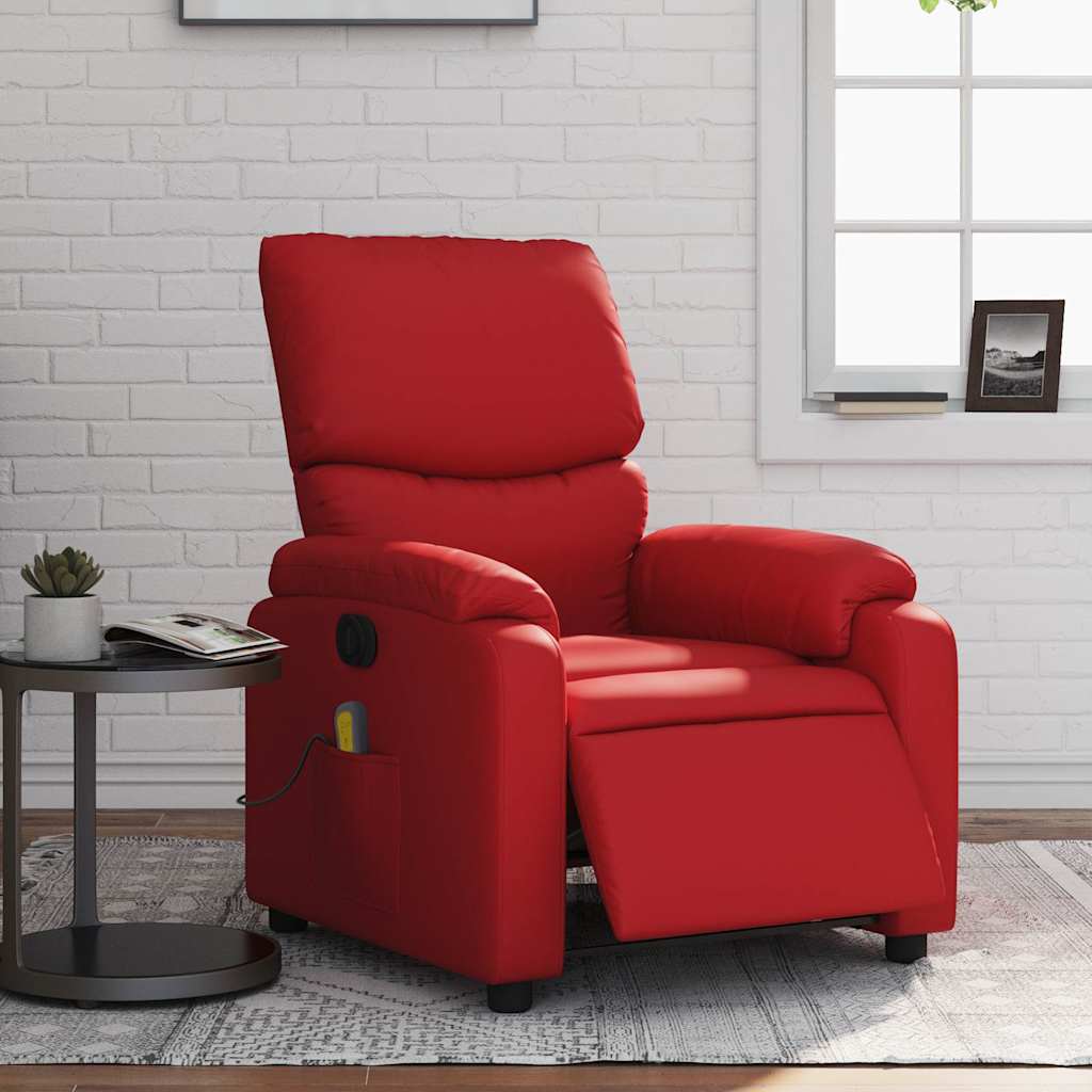Fauteuil de massage inclinable électrique rouge similicuir - XIOS