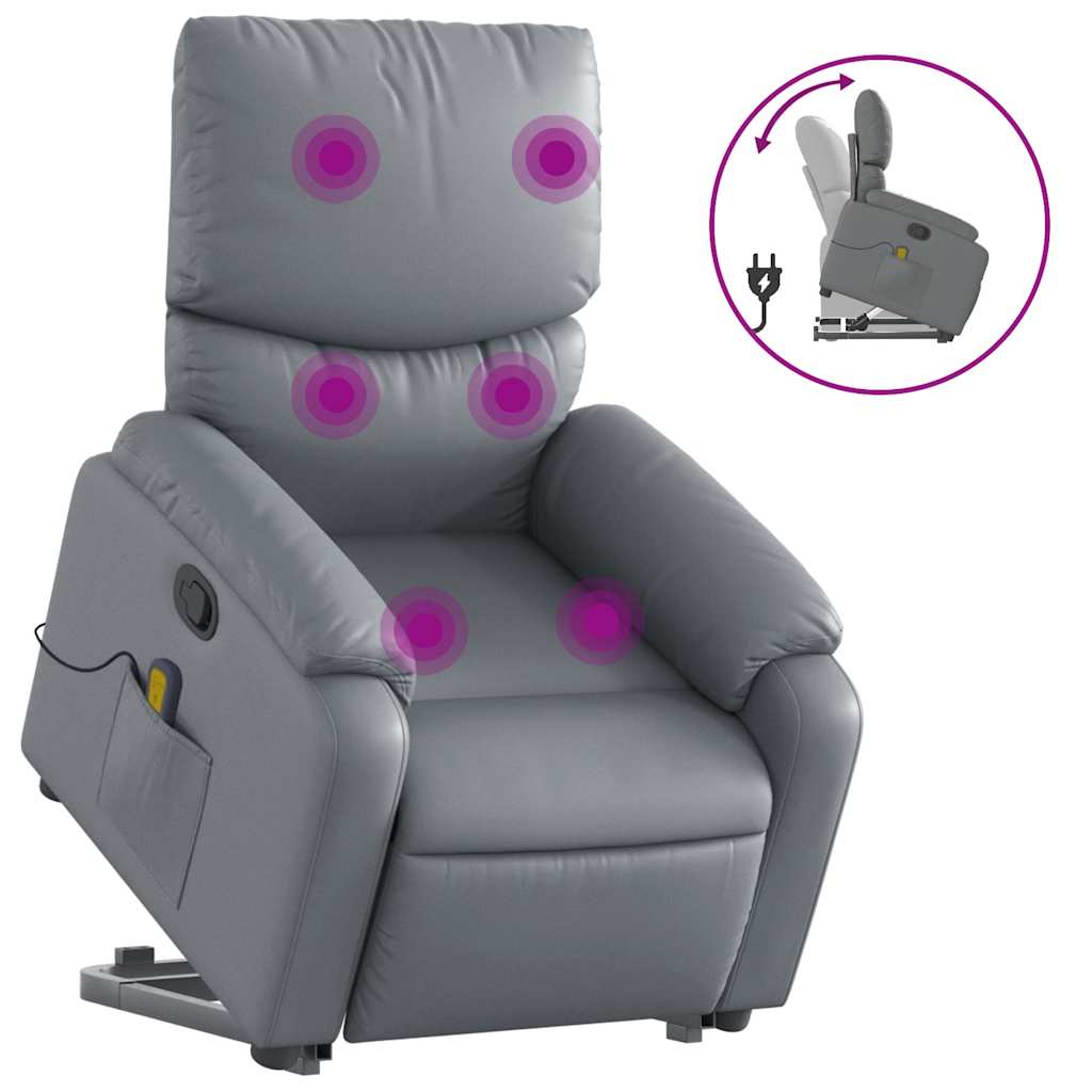 Fauteuil inclinable de massage Gris Similicuir - XIOS