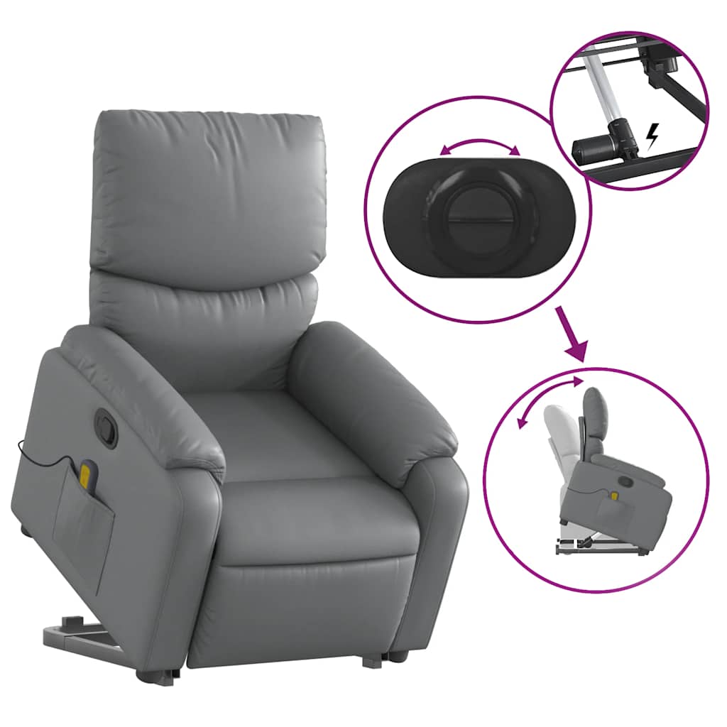 Fauteuil inclinable de massage Gris Similicuir - XIOS
