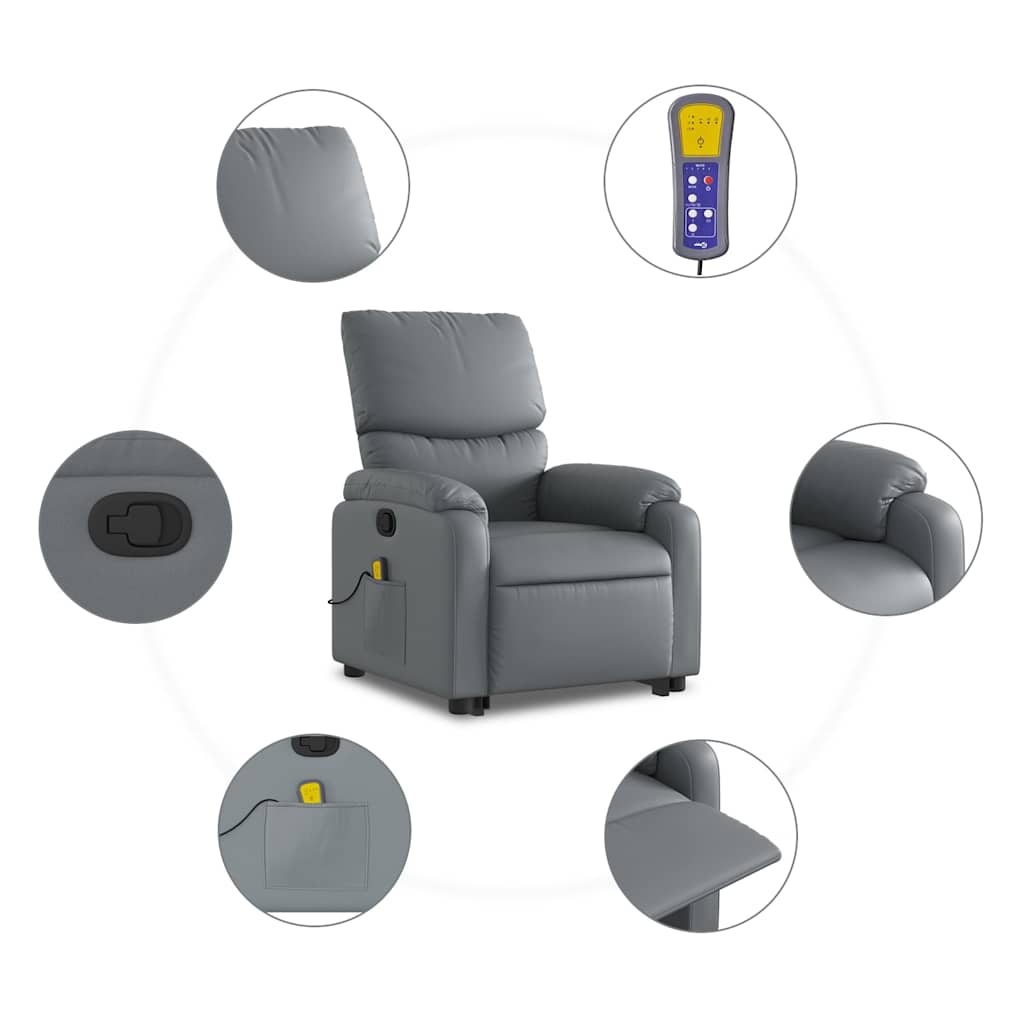 Fauteuil inclinable de massage Gris Similicuir - XIOS