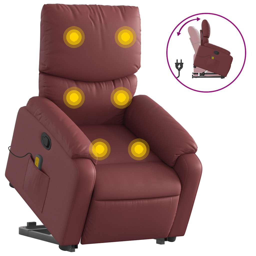 Fauteuil inclinable de massage Rouge bordeaux Similicuir - XIOS