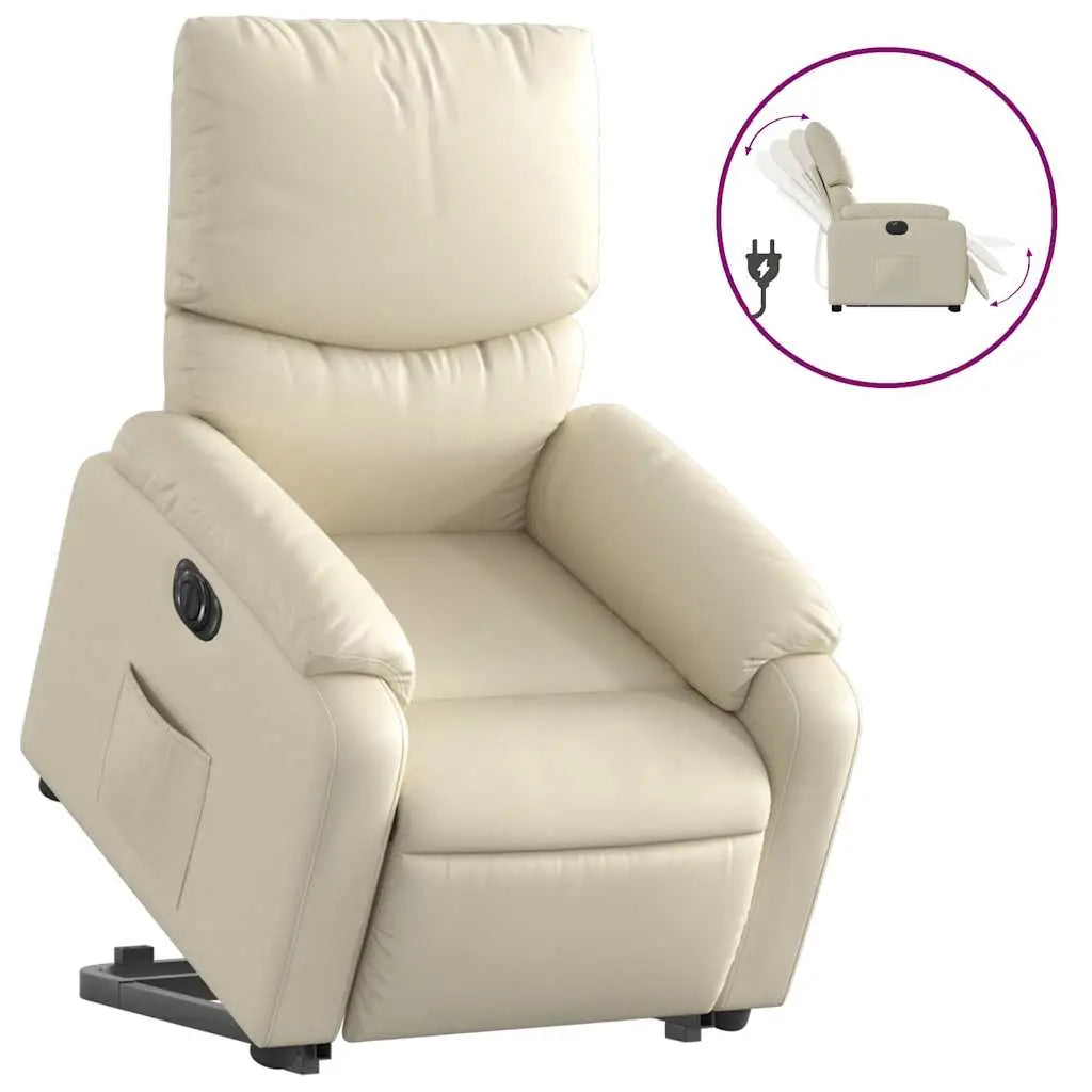 Fauteuil inclinable électrique crème similicuir - XIOS