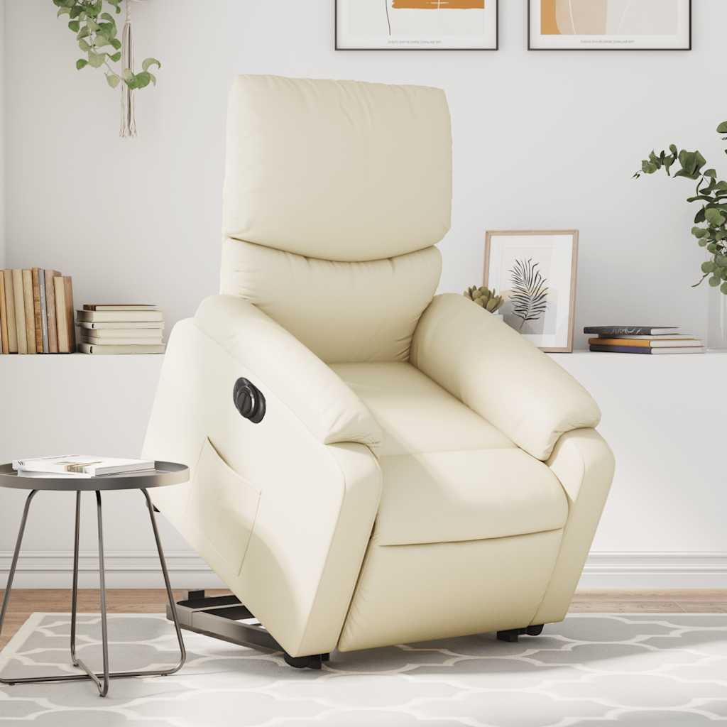 Fauteuil inclinable électrique crème similicuir - XIOS