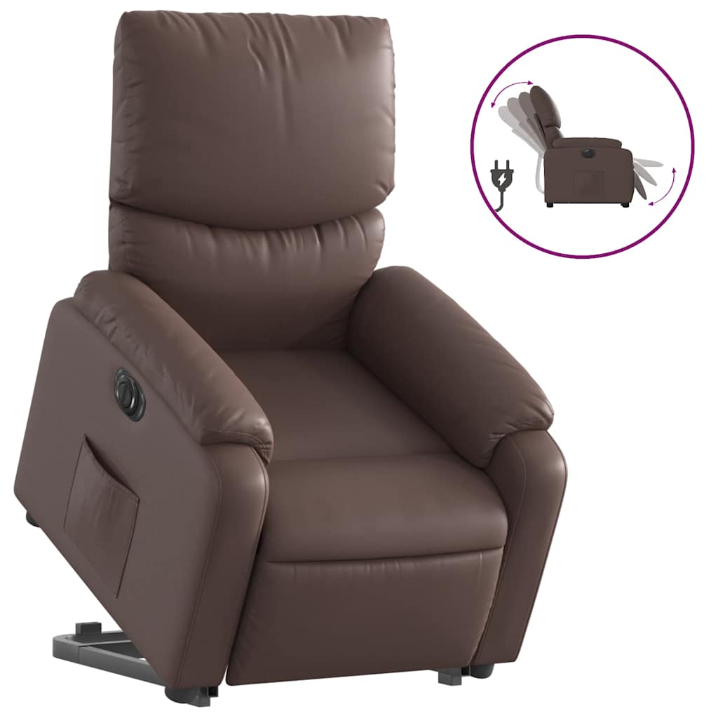 Fauteuil inclinable électrique marron similicuir - XIOS