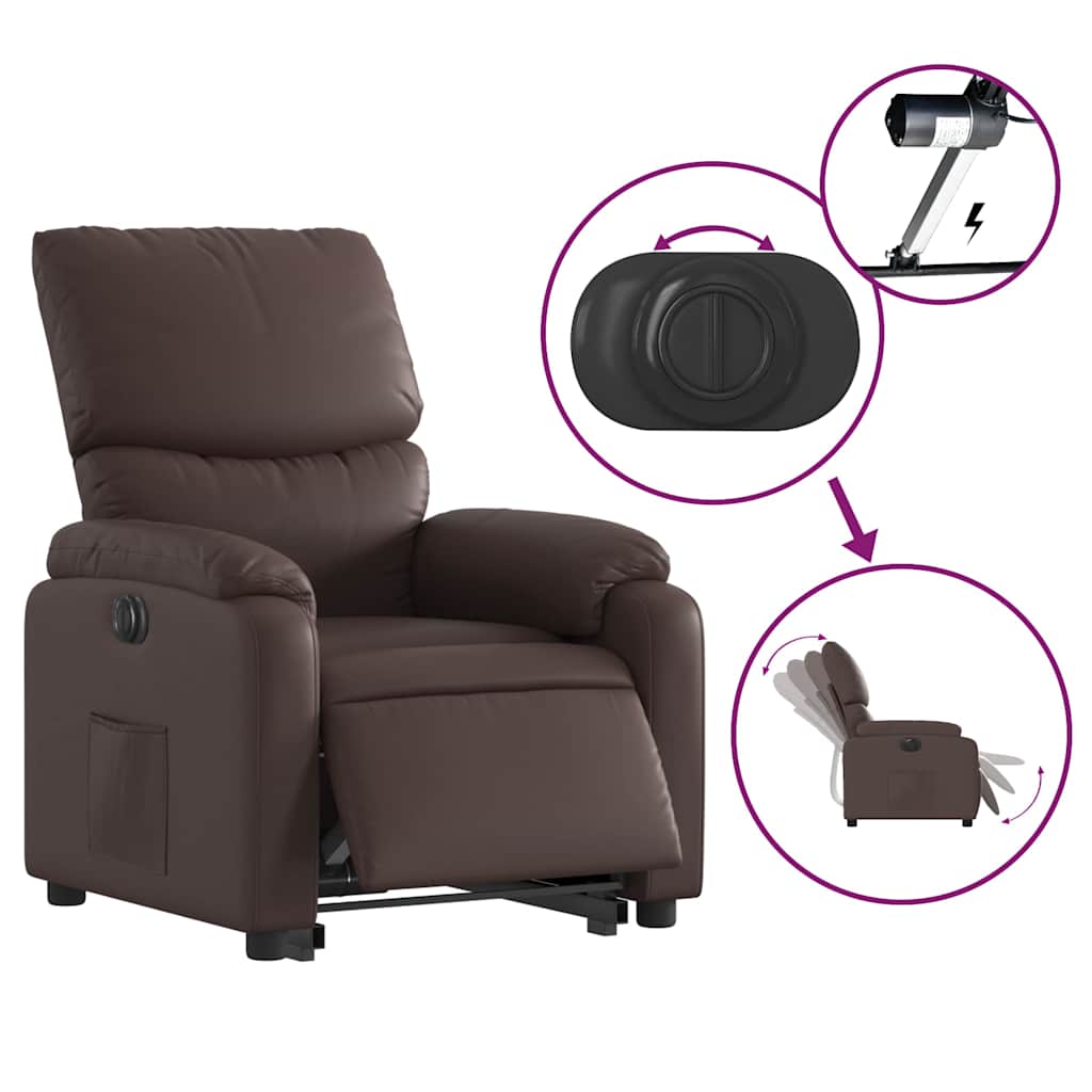 Fauteuil inclinable électrique marron similicuir - XIOS
