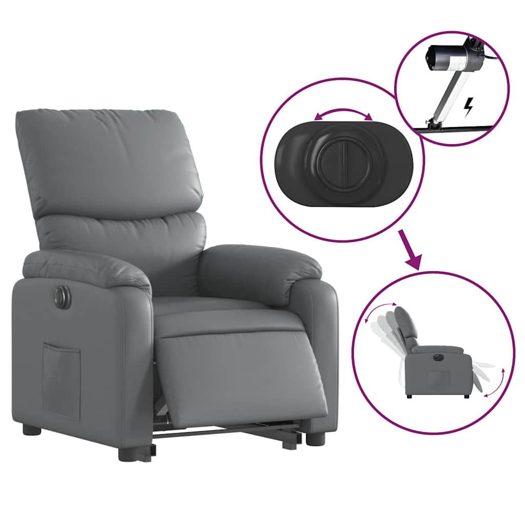 Fauteuil inclinable électrique gris similicuir - XIOS
