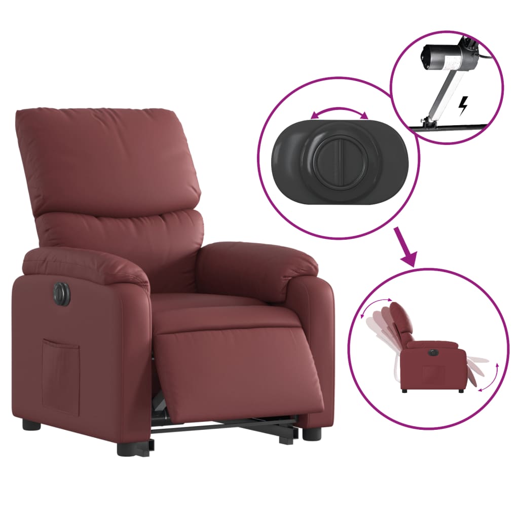 Fauteuil inclinable électrique rouge bordeaux similicuir - XIOS