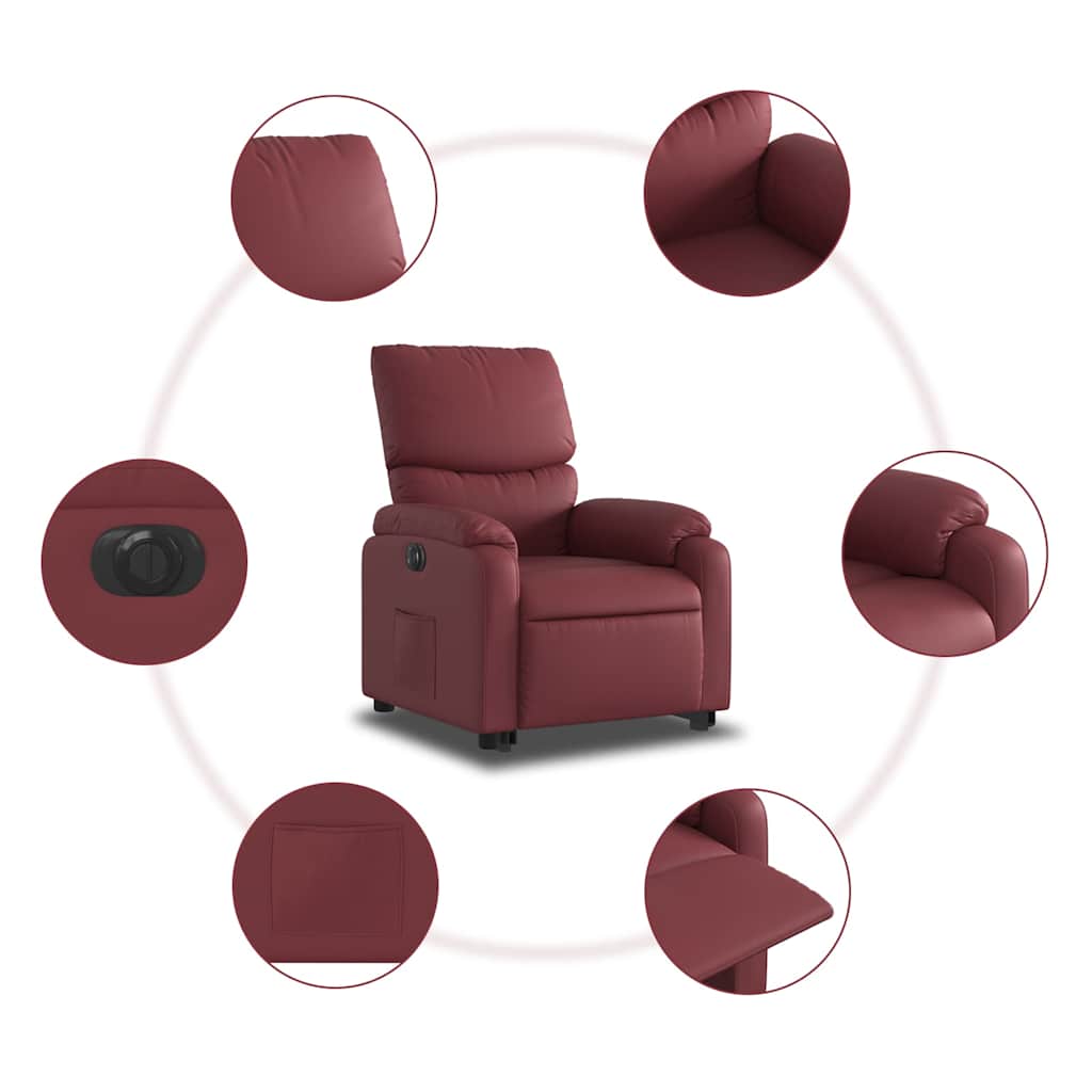 Fauteuil inclinable électrique rouge bordeaux similicuir - XIOS
