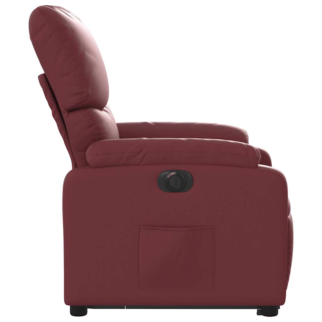Fauteuil inclinable électrique rouge bordeaux similicuir