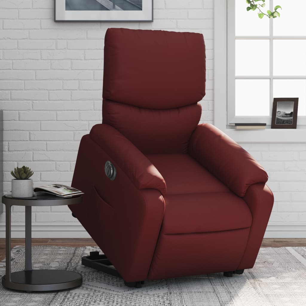 Fauteuil inclinable électrique rouge bordeaux similicuir - XIOS