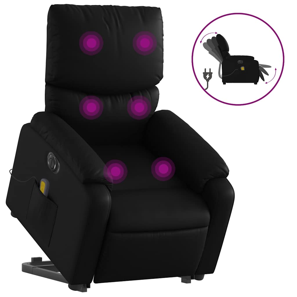 Fauteuil inclinable de massage électrique noir similicuir