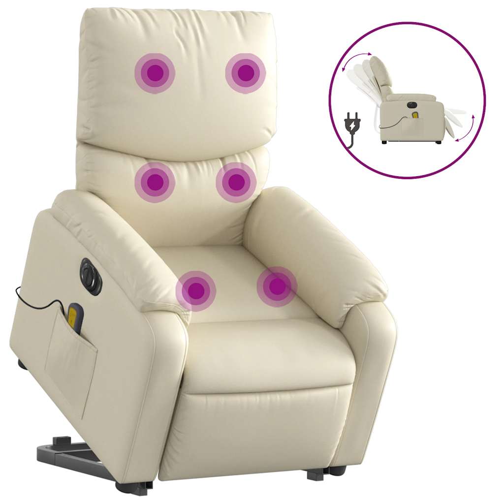 Fauteuil inclinable de massage électrique crème similicuir - XIOS