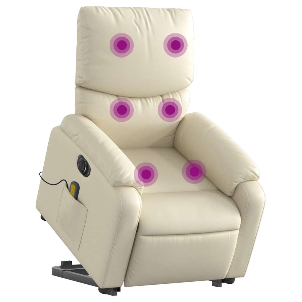 Fauteuil inclinable de massage électrique crème similicuir - XIOS