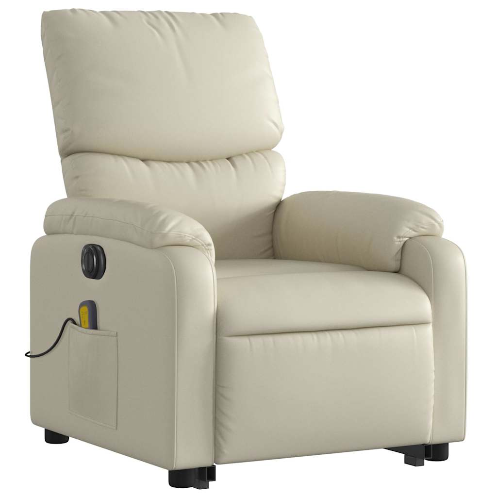 Fauteuil inclinable de massage électrique crème similicuir - XIOS