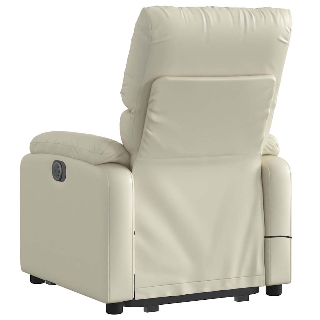 Fauteuil inclinable de massage électrique crème similicuir