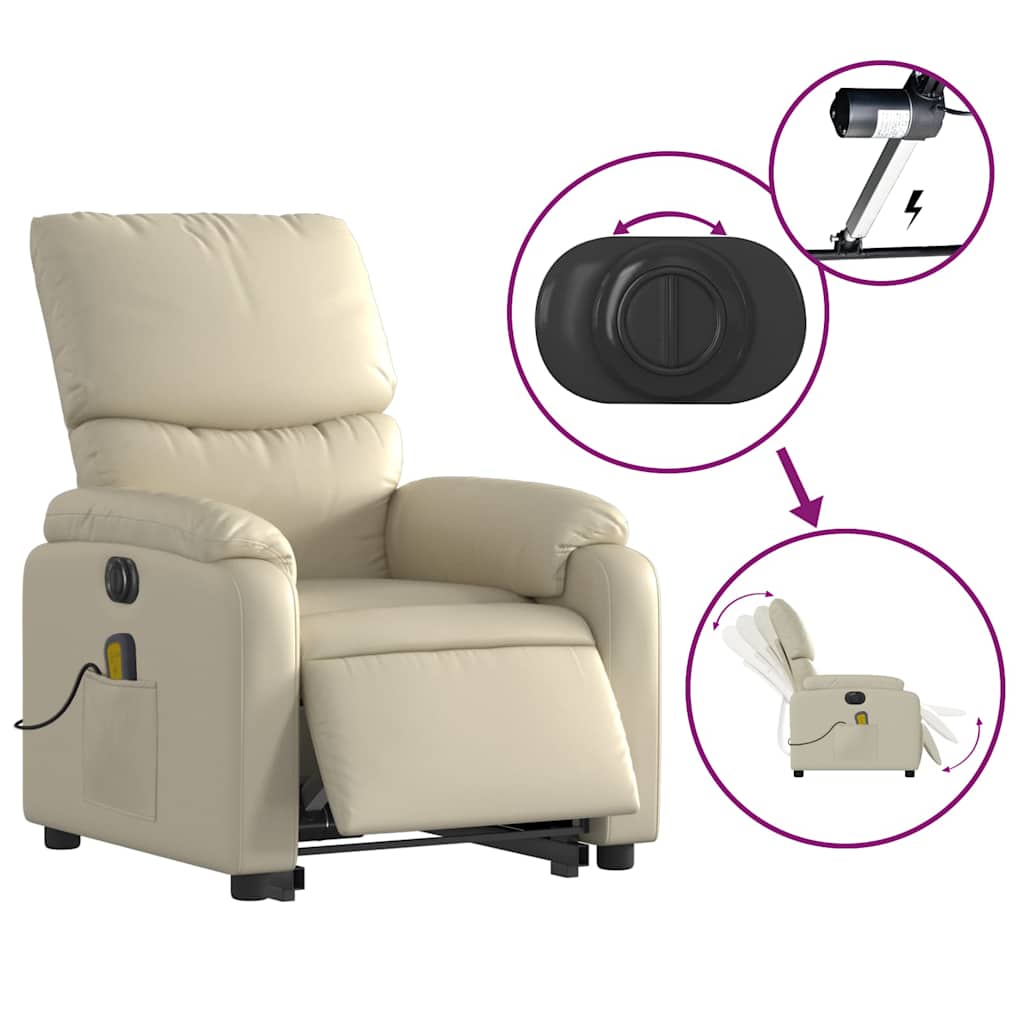 Fauteuil inclinable de massage électrique crème similicuir - XIOS