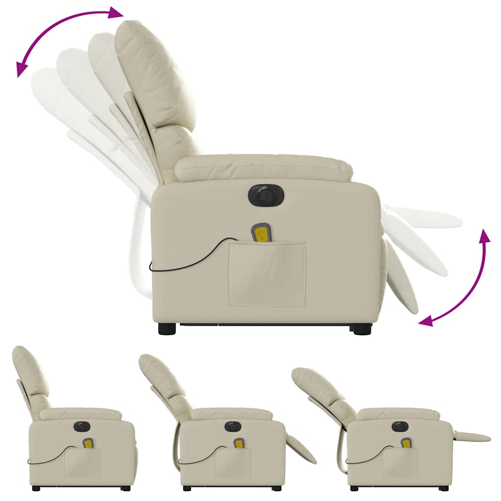 Fauteuil inclinable de massage électrique crème similicuir - XIOS