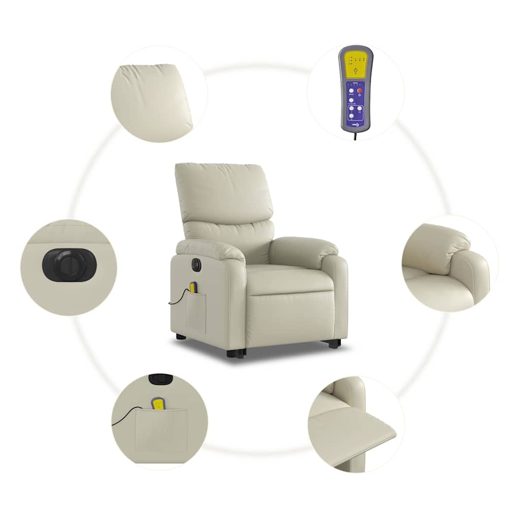 Fauteuil inclinable de massage électrique crème similicuir - XIOS