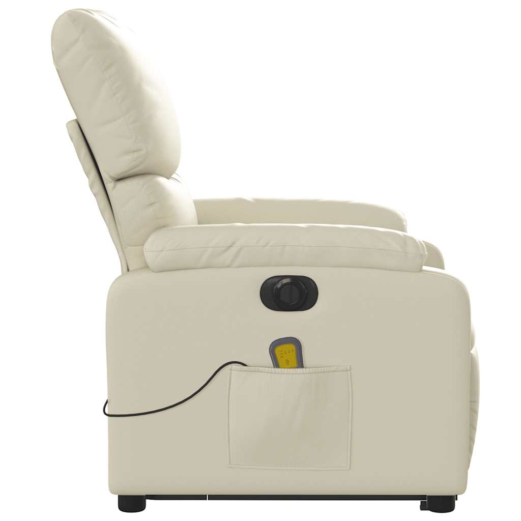 Fauteuil inclinable de massage électrique crème similicuir