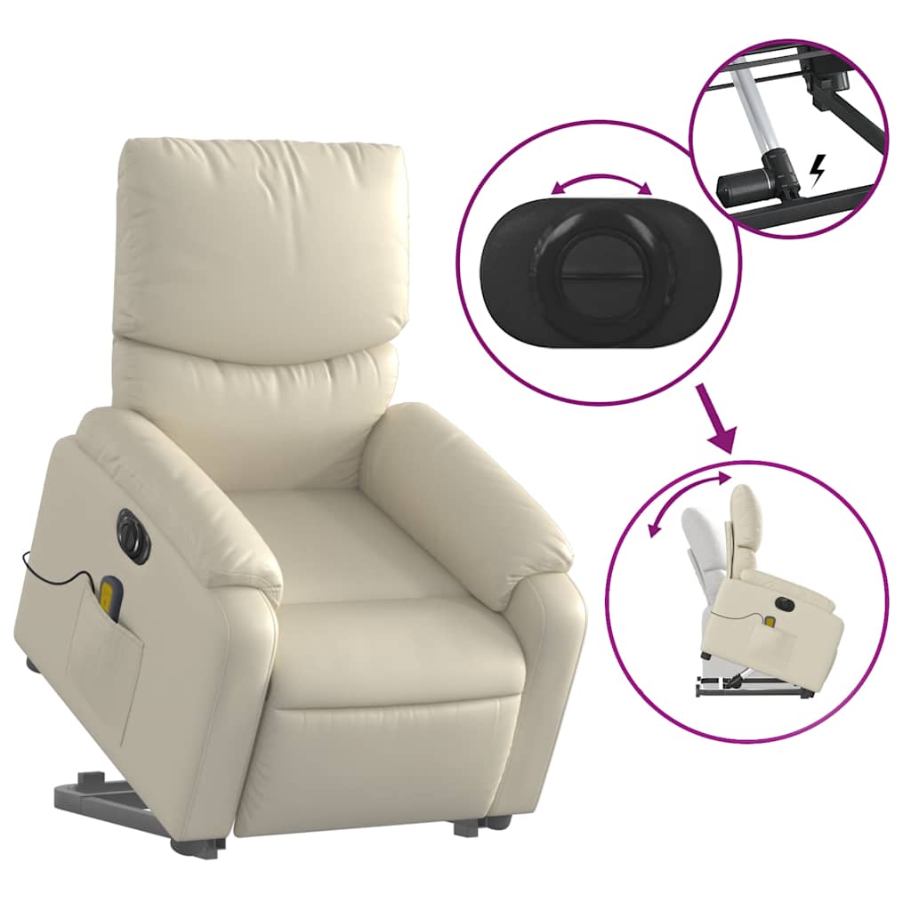 Fauteuil inclinable de massage électrique crème similicuir - XIOS