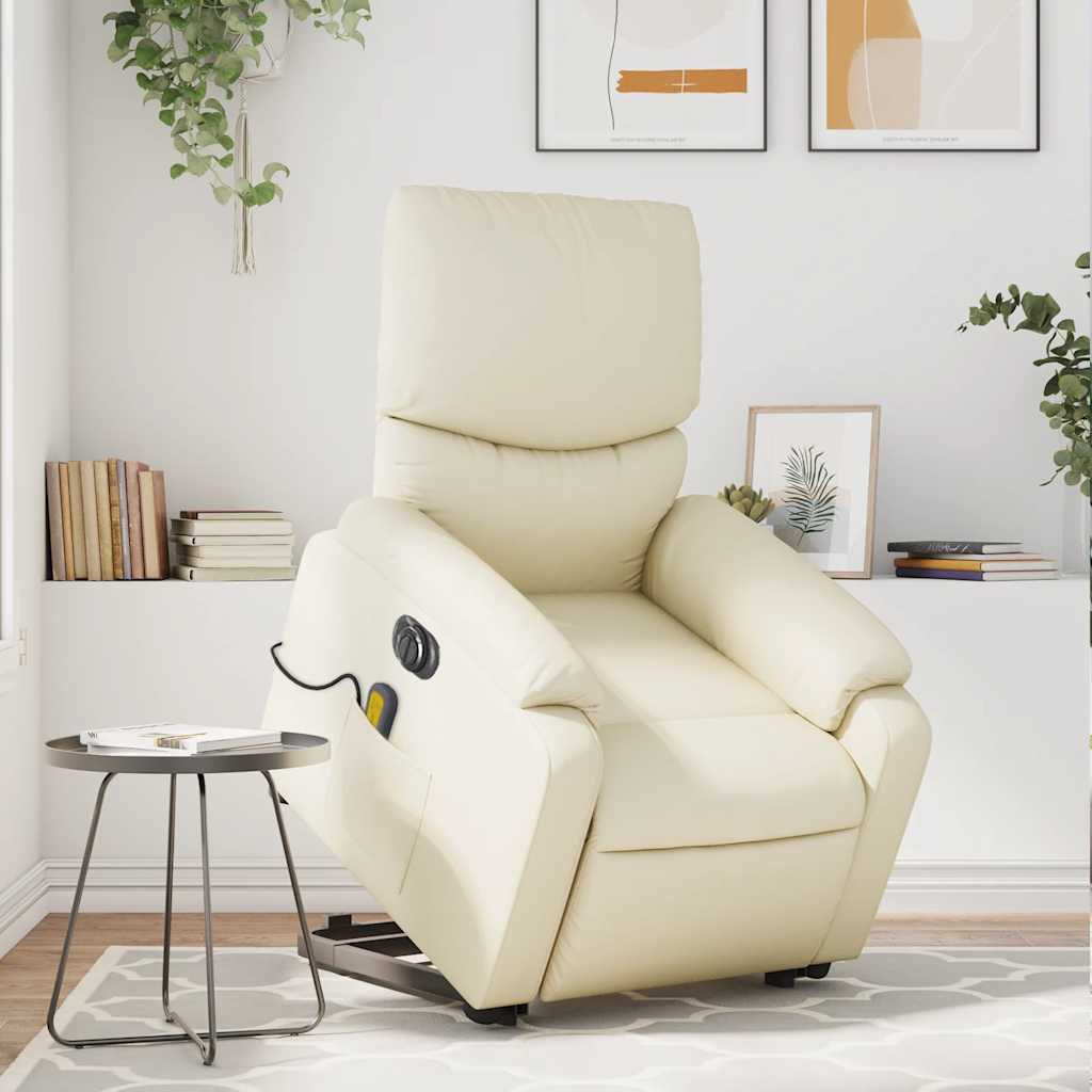 Fauteuil inclinable de massage électrique crème similicuir - XIOS