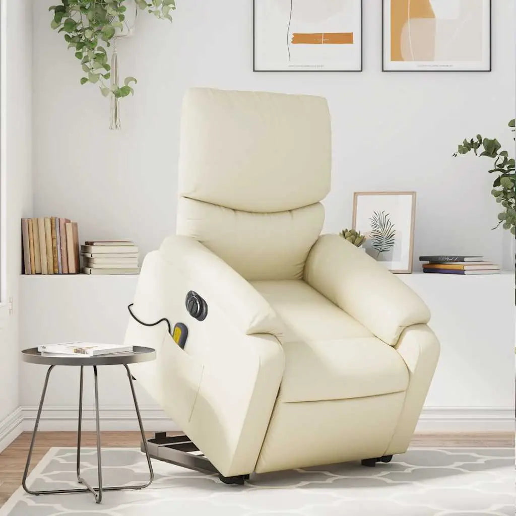 Fauteuil inclinable de massage électrique crème similicuir - XIOS
