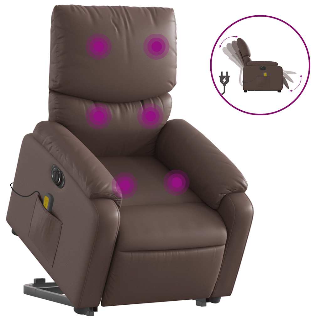 Fauteuil inclinable de massage électrique marron similicuir - XIOS