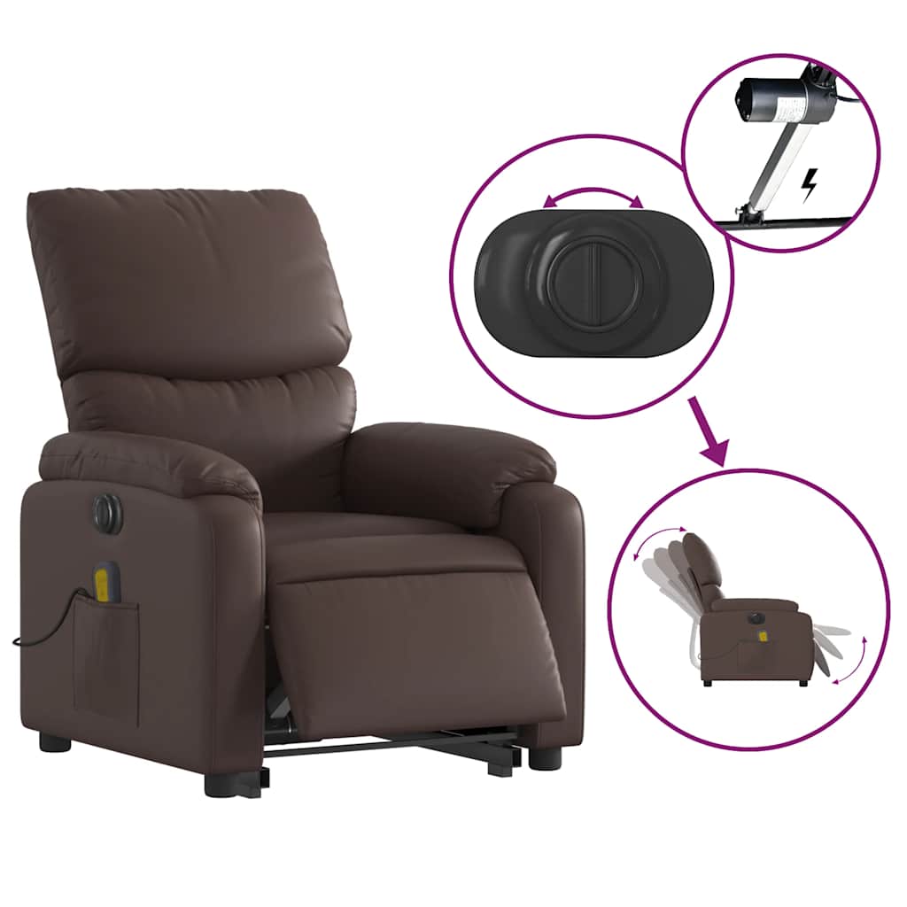 Fauteuil inclinable de massage électrique marron similicuir
