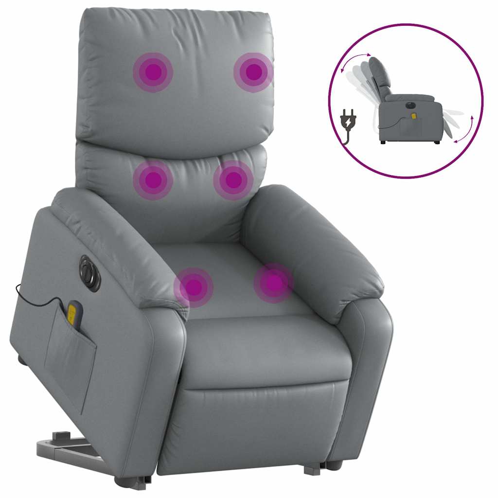 Fauteuil inclinable de massage électrique gris similicuir - XIOS