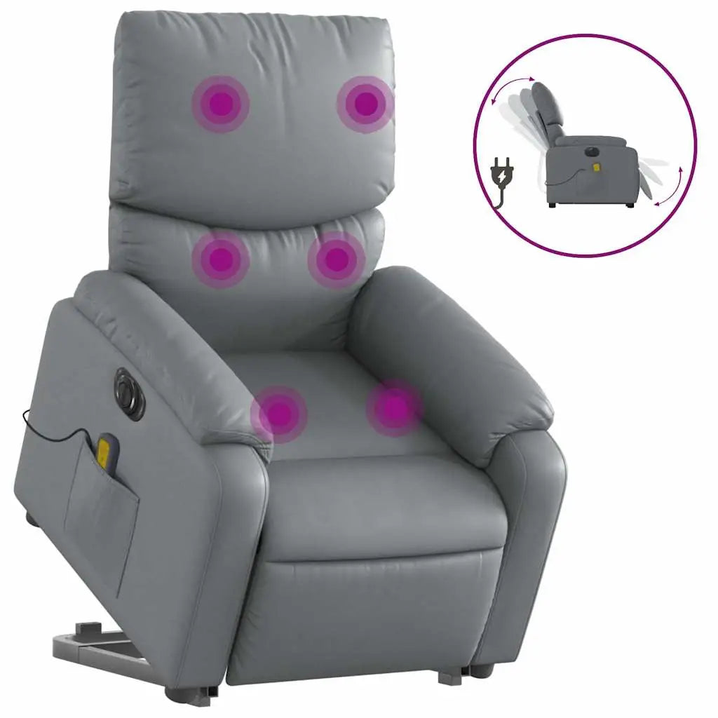 Fauteuil inclinable de massage électrique gris similicuir - XIOS