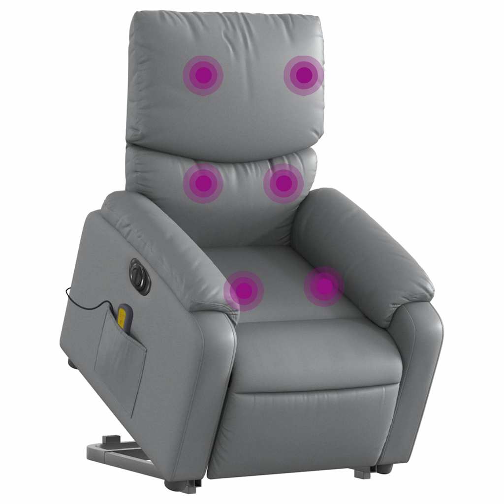 Fauteuil inclinable de massage électrique gris similicuir
