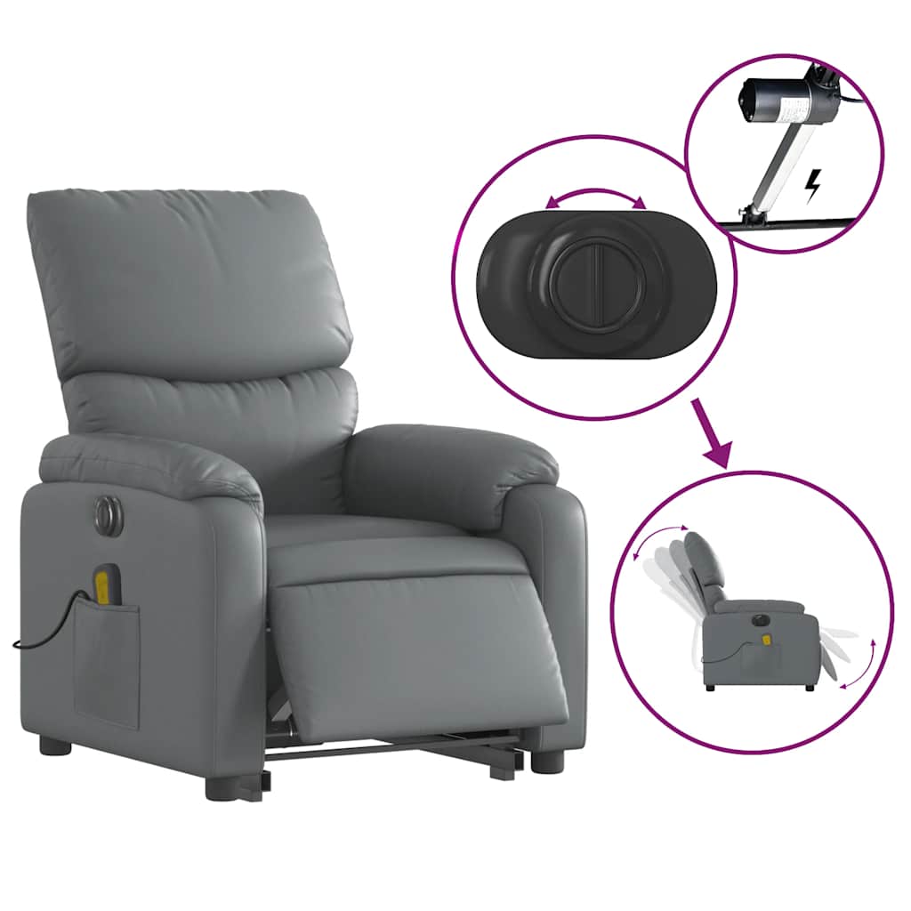 Fauteuil inclinable de massage électrique gris similicuir - XIOS