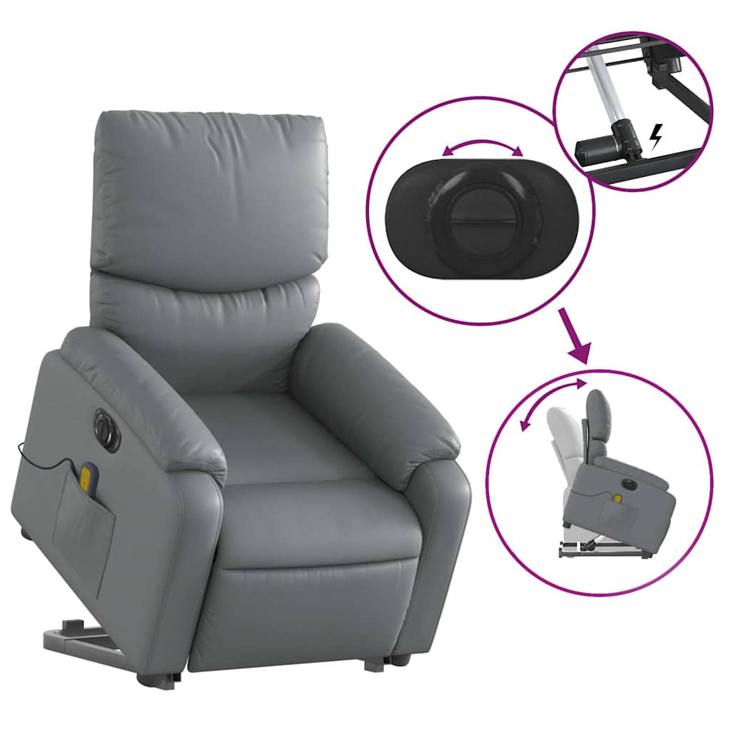 Fauteuil inclinable de massage électrique gris similicuir - XIOS