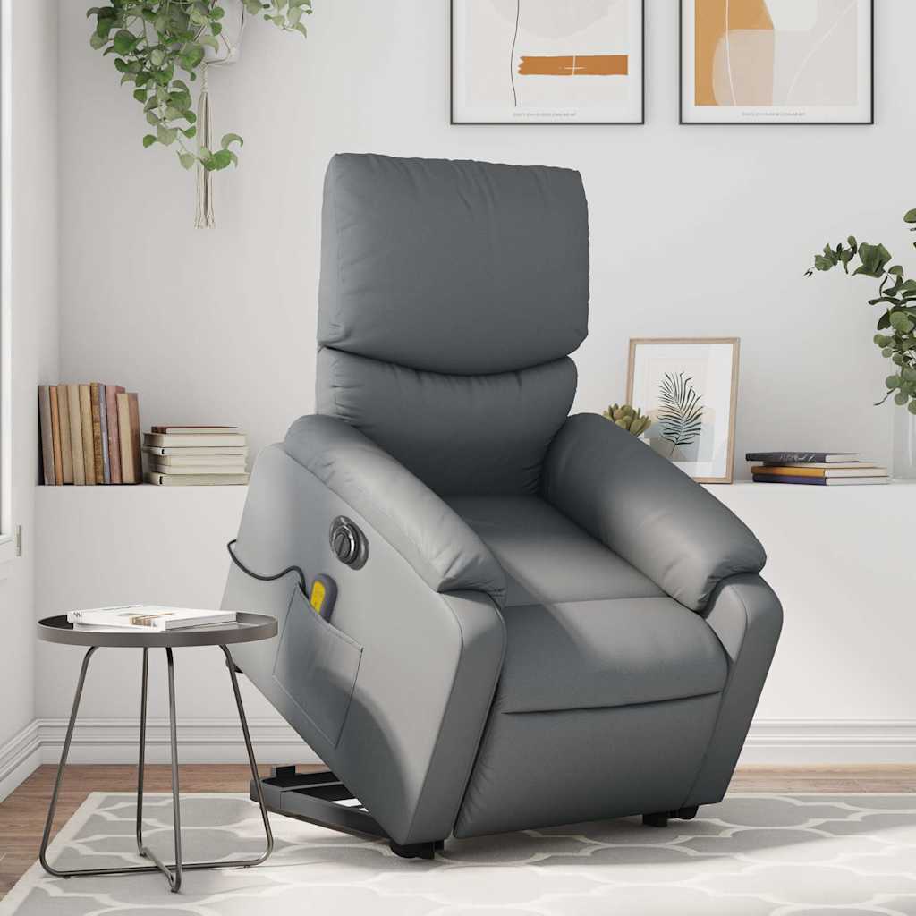 Fauteuil inclinable de massage électrique gris similicuir - XIOS