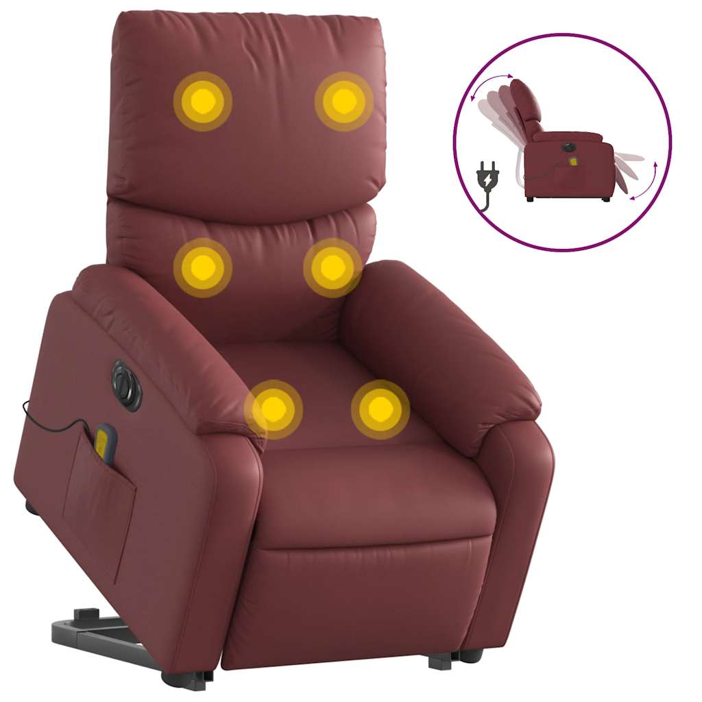 Fauteuil inclinable de massage électrique rouge bordeaux - XIOS