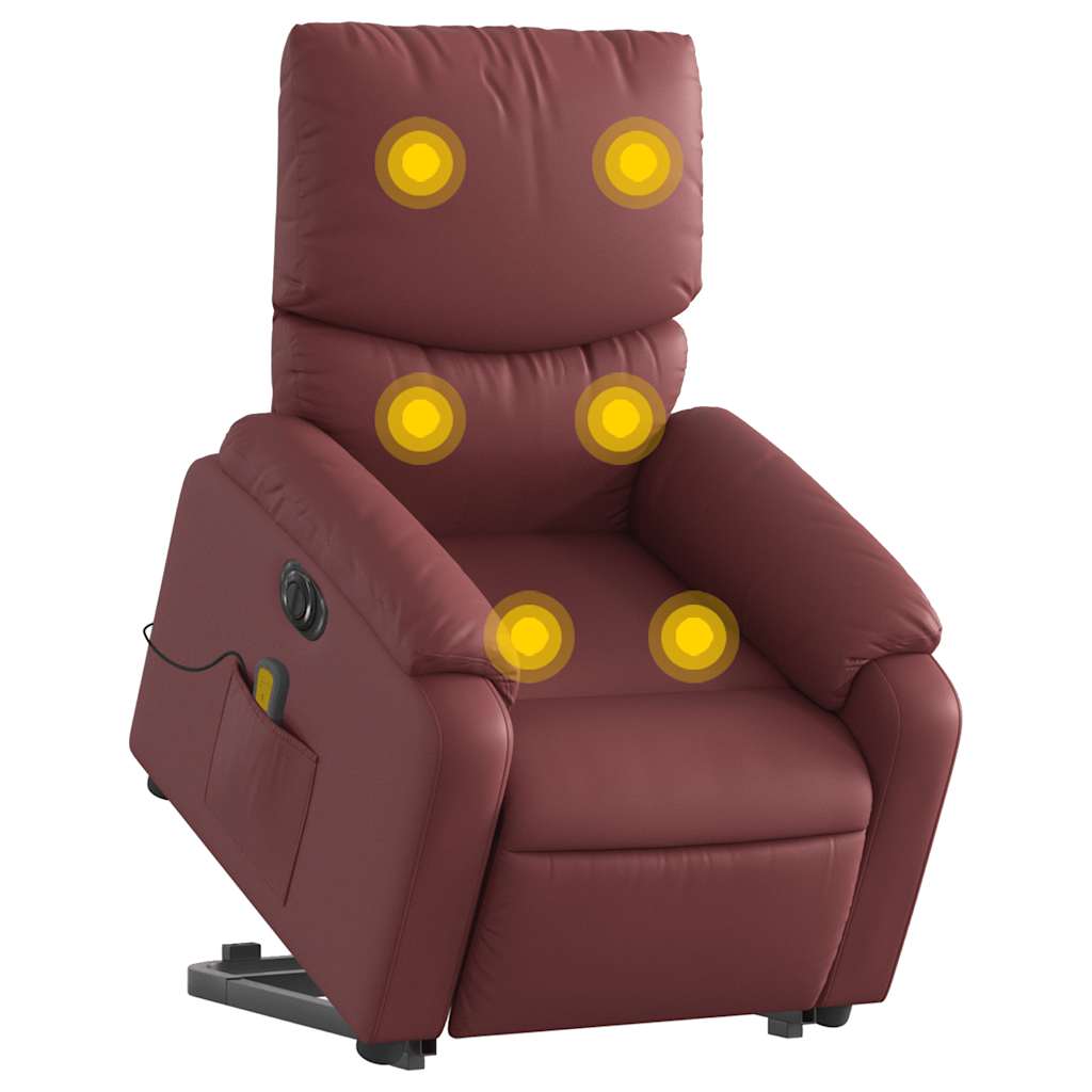 Fauteuil inclinable de massage électrique rouge bordeaux
