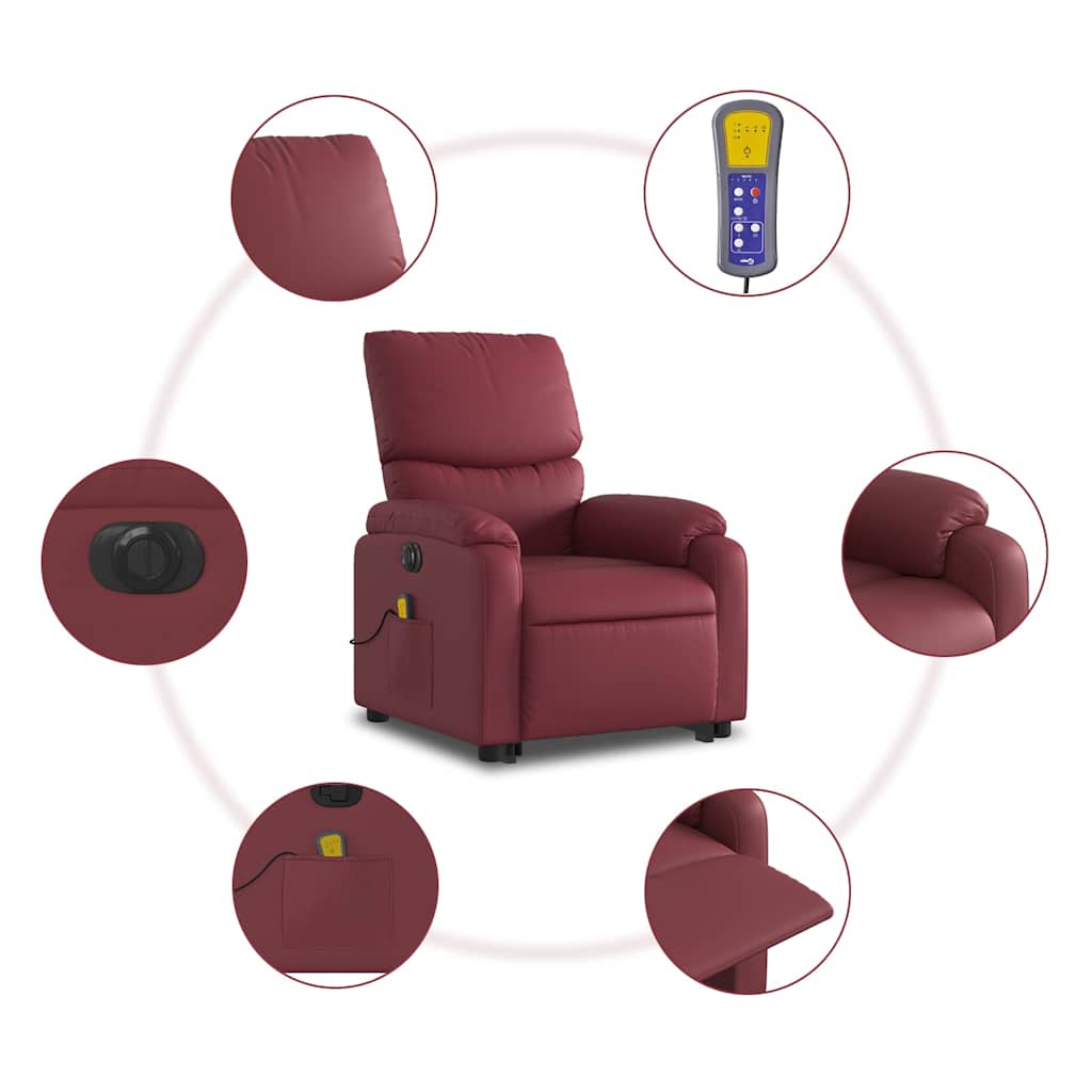 Fauteuil inclinable de massage électrique rouge bordeaux - XIOS