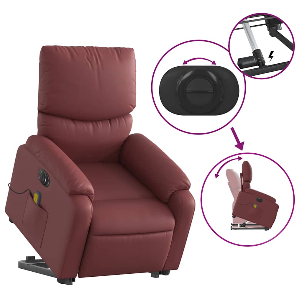 Fauteuil inclinable de massage électrique rouge bordeaux - XIOS