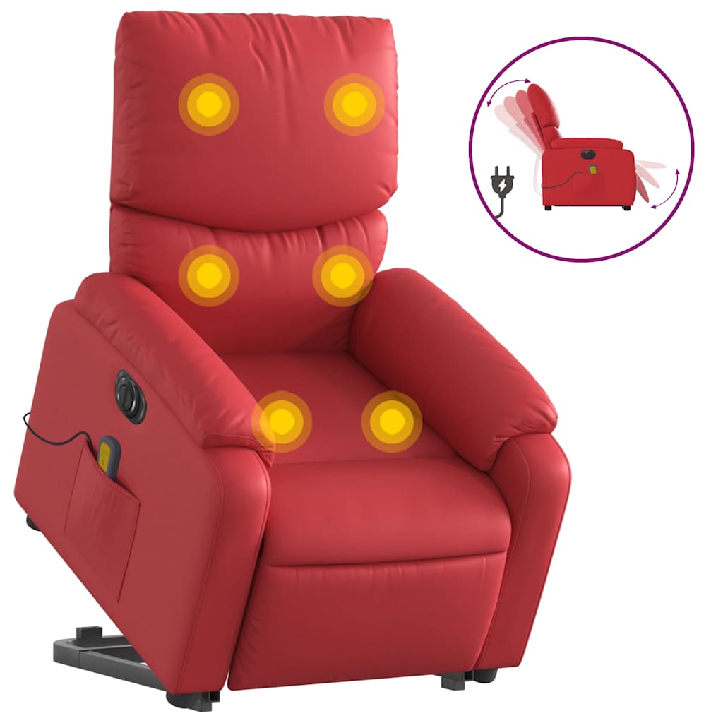 Fauteuil inclinable de massage électrique rouge similicuir - XIOS