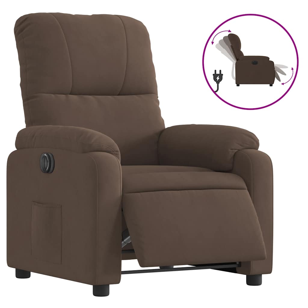 Fauteuil inclinable électrique marron tissu microfibre - XIOS