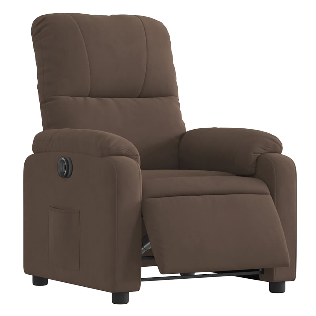 Fauteuil inclinable électrique marron tissu microfibre - XIOS