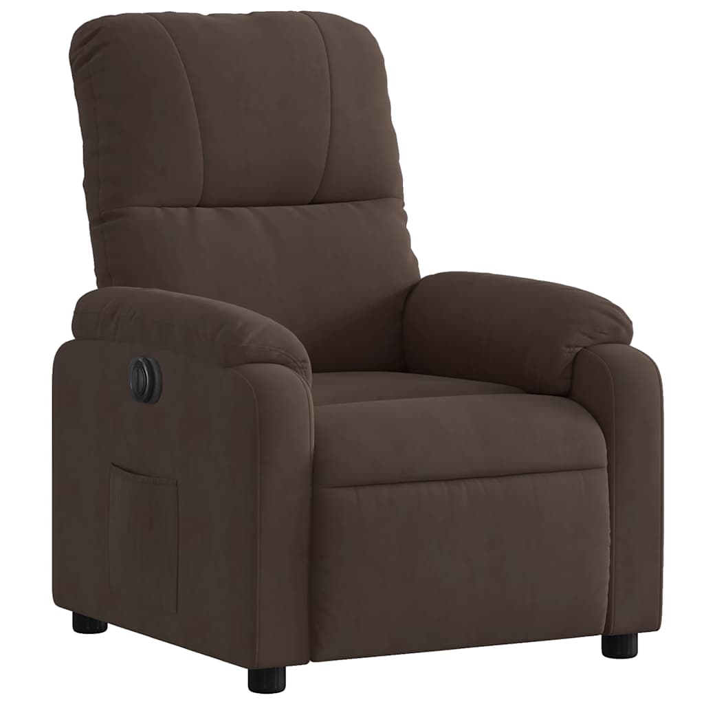 Fauteuil inclinable électrique marron tissu microfibre - XIOS