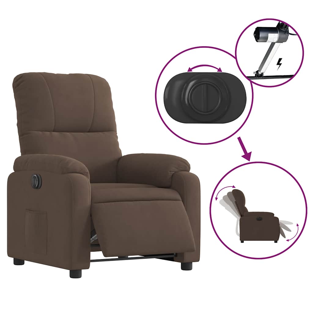Fauteuil inclinable électrique marron tissu microfibre - XIOS
