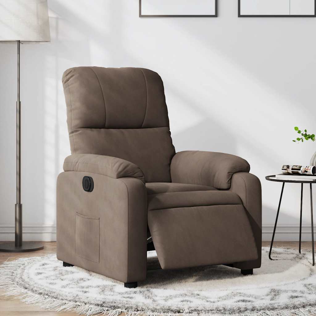 Fauteuil inclinable électrique marron tissu microfibre - XIOS