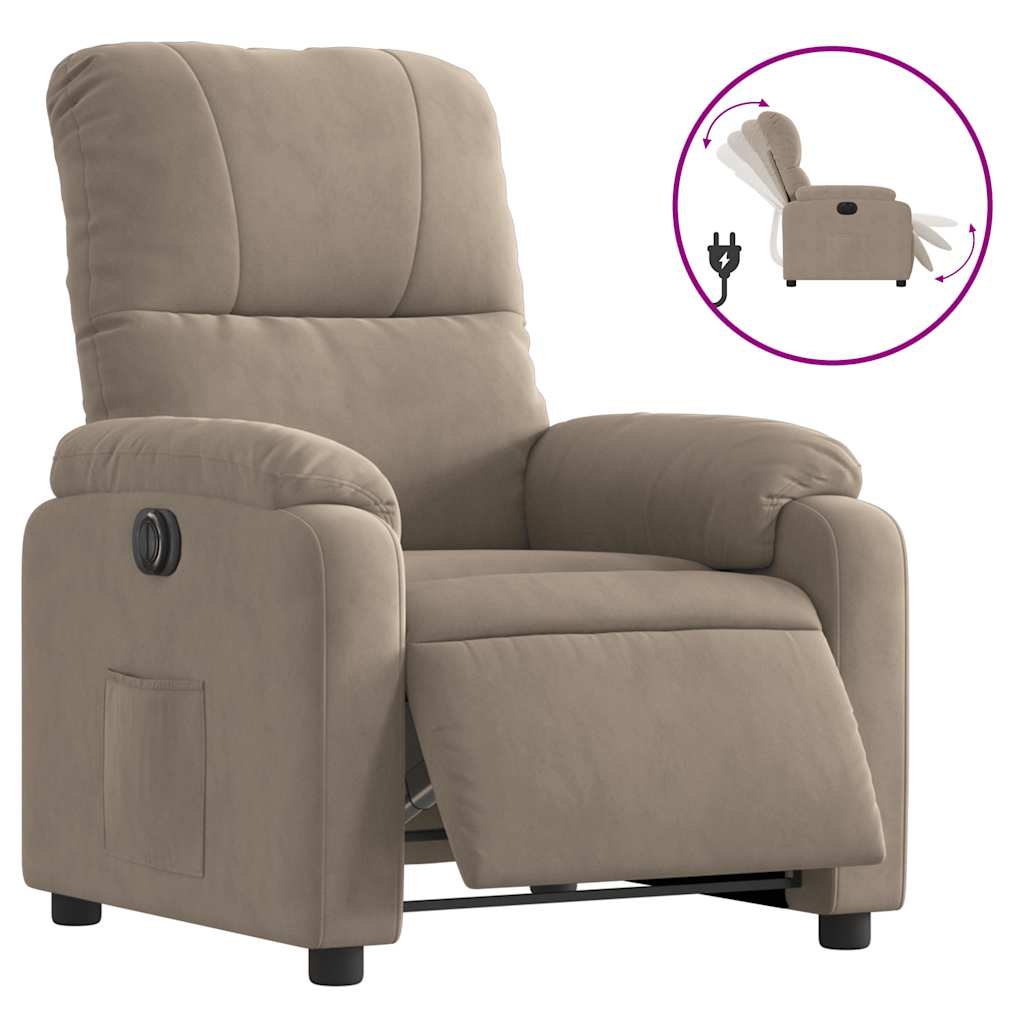 Fauteuil inclinable électrique taupe tissu microfibre - XIOS