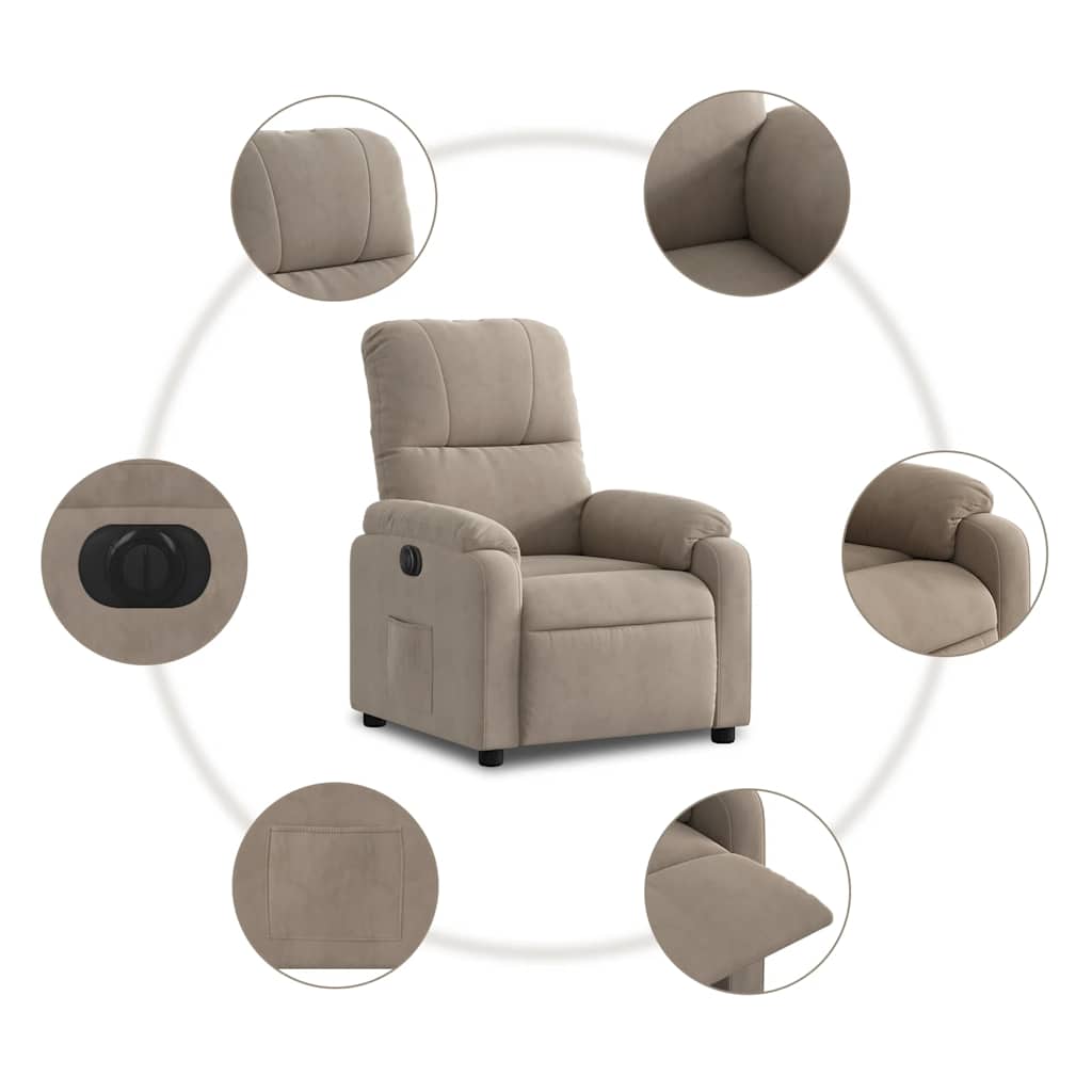 Fauteuil inclinable électrique taupe tissu microfibre - XIOS