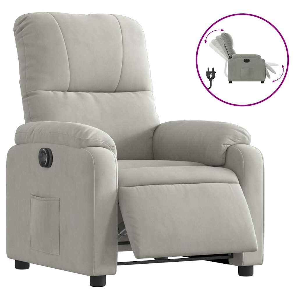 Fauteuil inclinable électrique gris clair tissu microfibre - XIOS