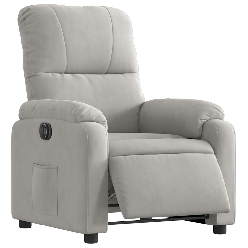 Fauteuil inclinable électrique gris clair tissu microfibre - XIOS